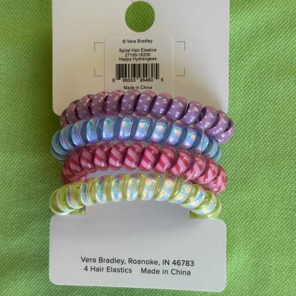VERA BRADLEY SPIRAL HAIR ELASTICS:NWT SWEET WILDFLOWERS or HAPPY HYDRANGEAS - Picture 8 of 14